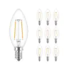 Mehrfachpackung 10x Philips Corepro LED Kerze E14 Fadenlampe Klar 2W 250lm - 827 Extra Warmweiß | Ersatz für 25W